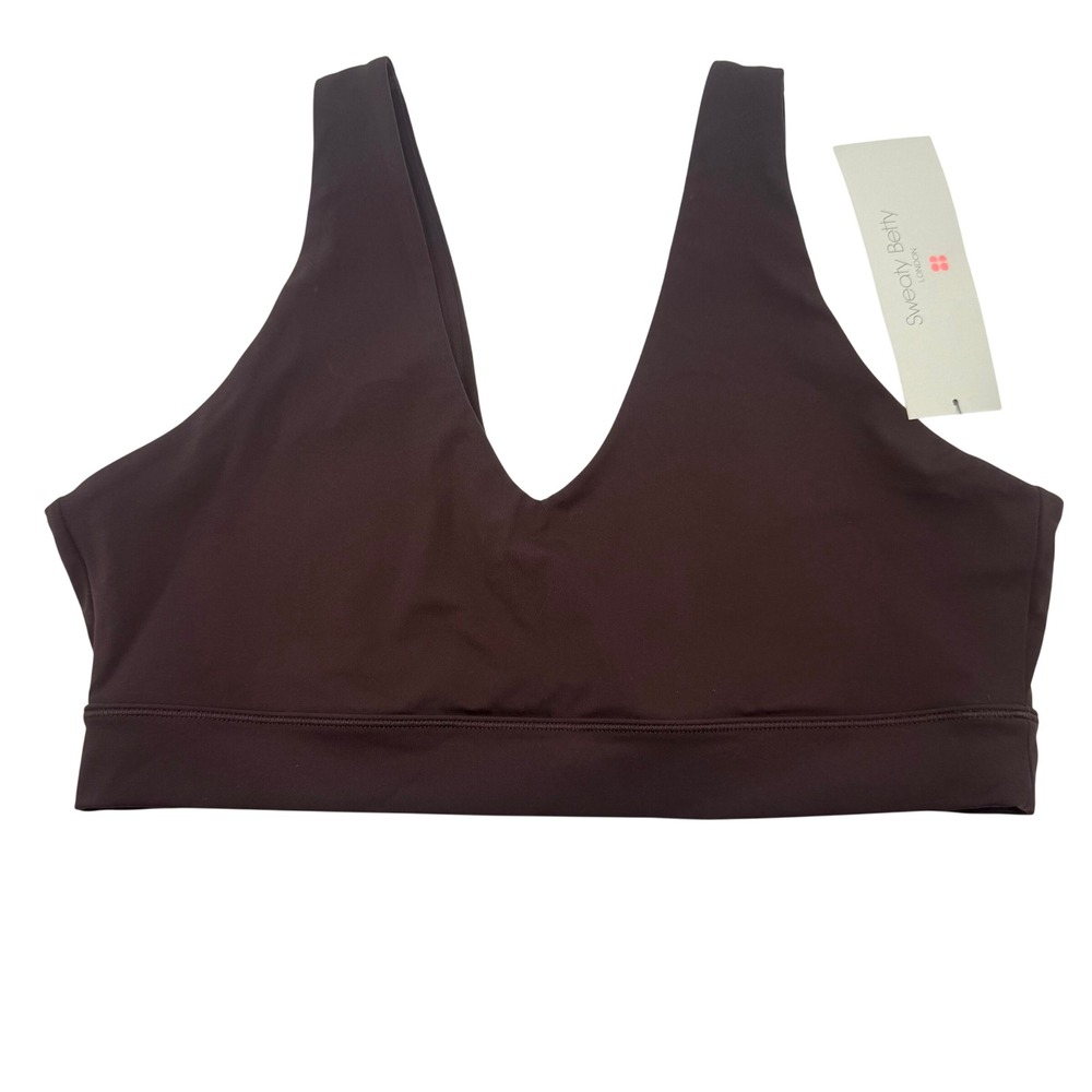 Sweaty Betty Ultimate Studio Voop Bra L Sable Brown NWT‎ Recycled Yoga Sports